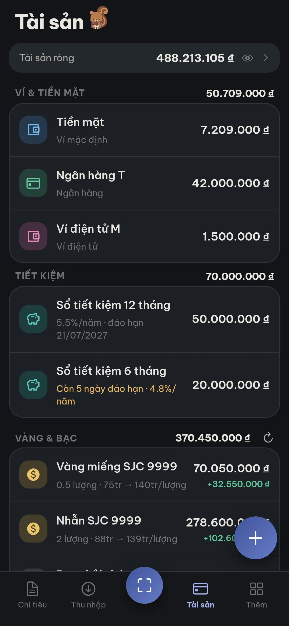 Tab Tài sản