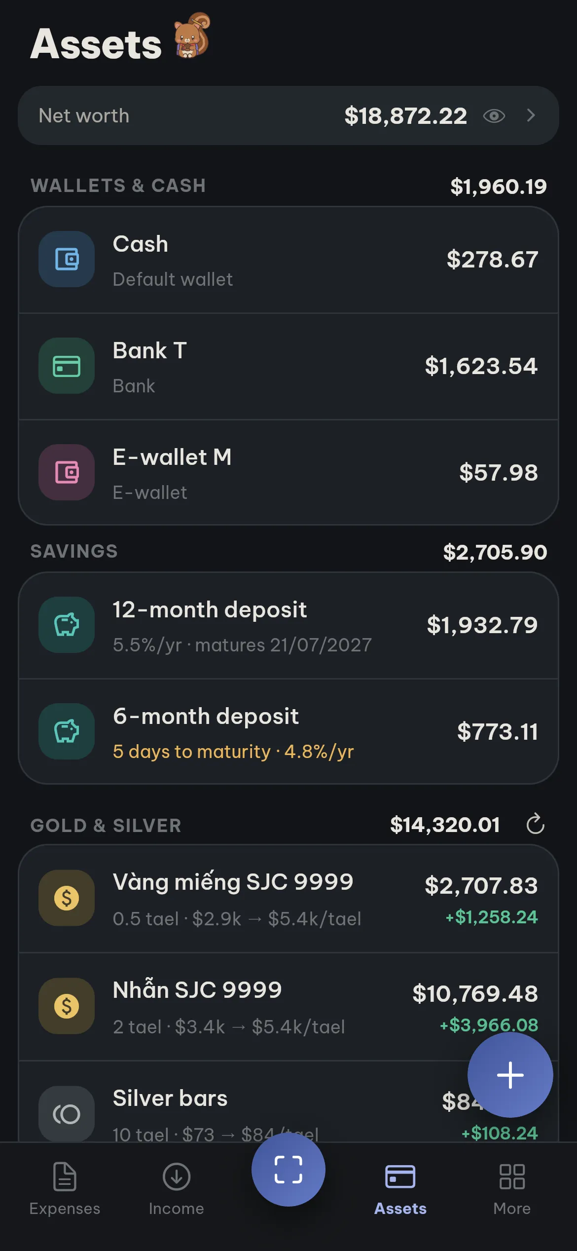 Assets tab