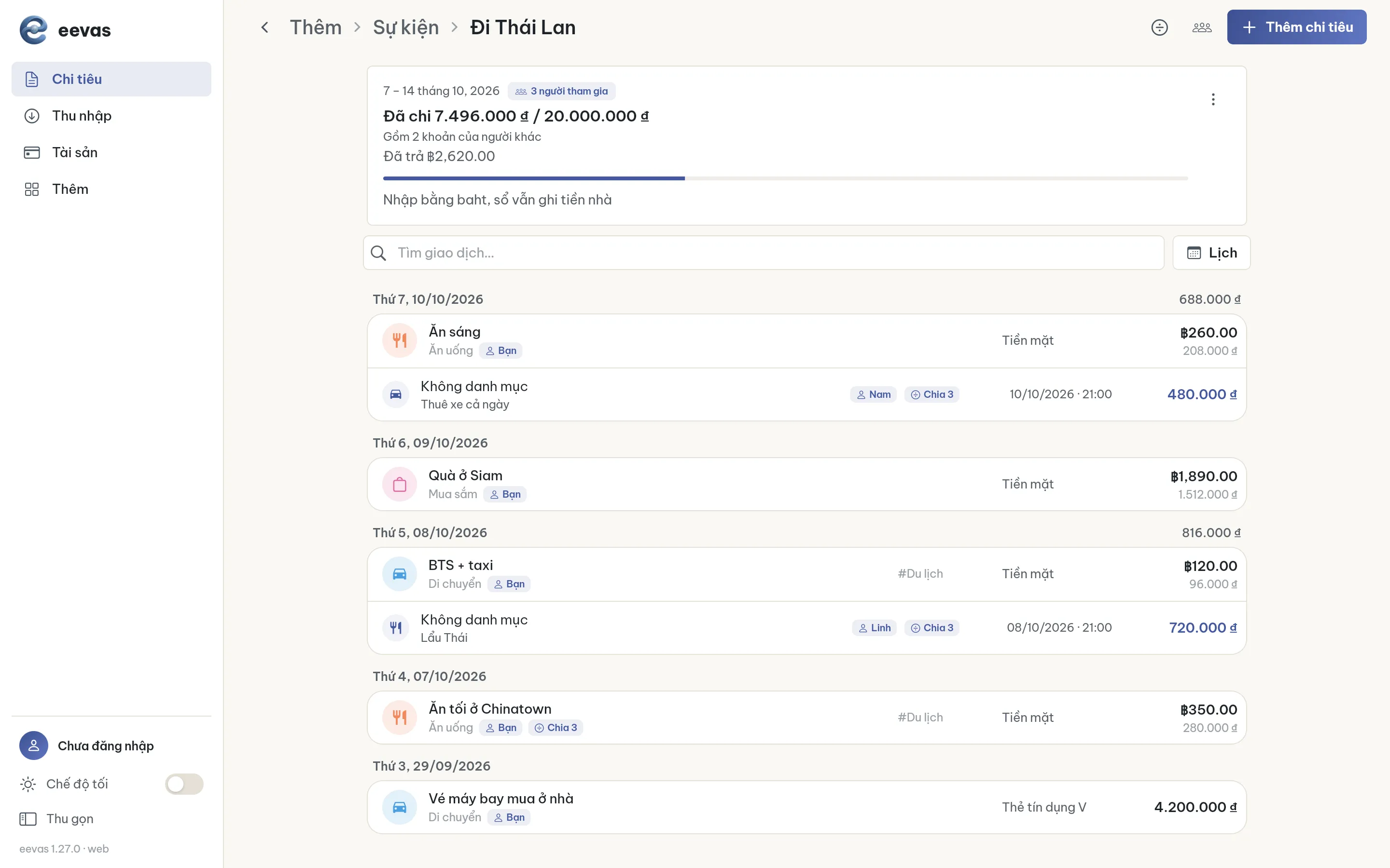 Bản web eevas — Sự kiện